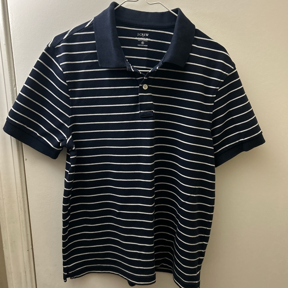 J. Crew Navy Striped Polo Shirt